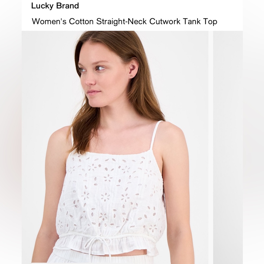 Lucky Brand Women's White Cutwork Tank Top